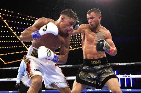 lomachenko's last fight|Vasiliy Lomachenko guts out win over Jamaine Ortiz .